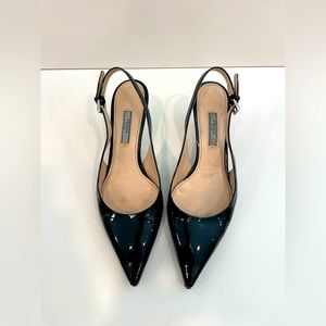 Prada Patent Slingback Kitten Heels